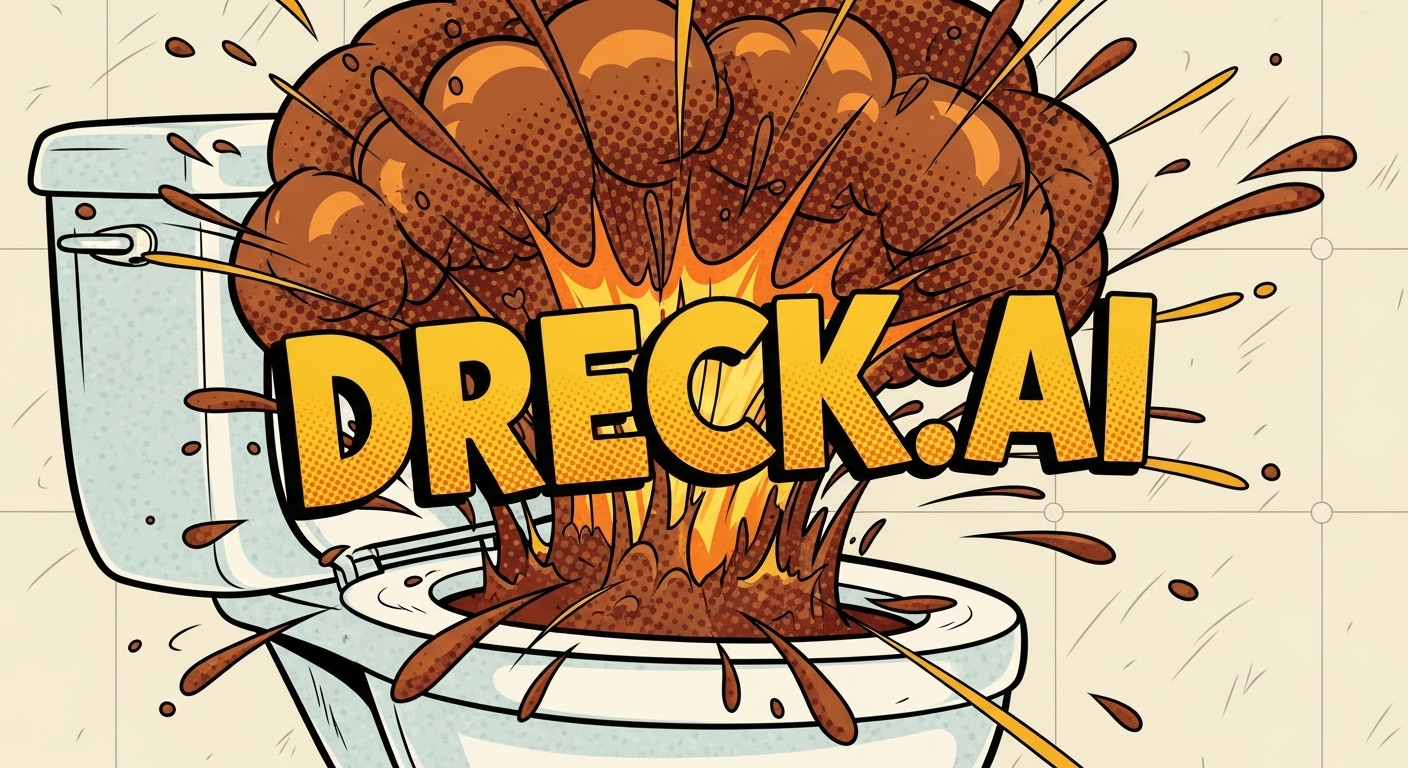 Dreck.ai - Comic book style toilet explosion banner